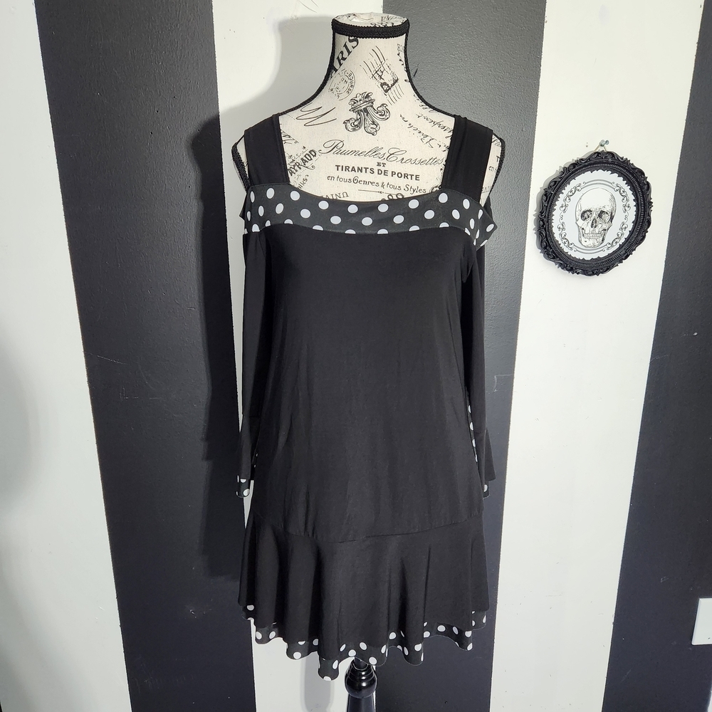 Elegant Black Polka Dot Women's Tunic